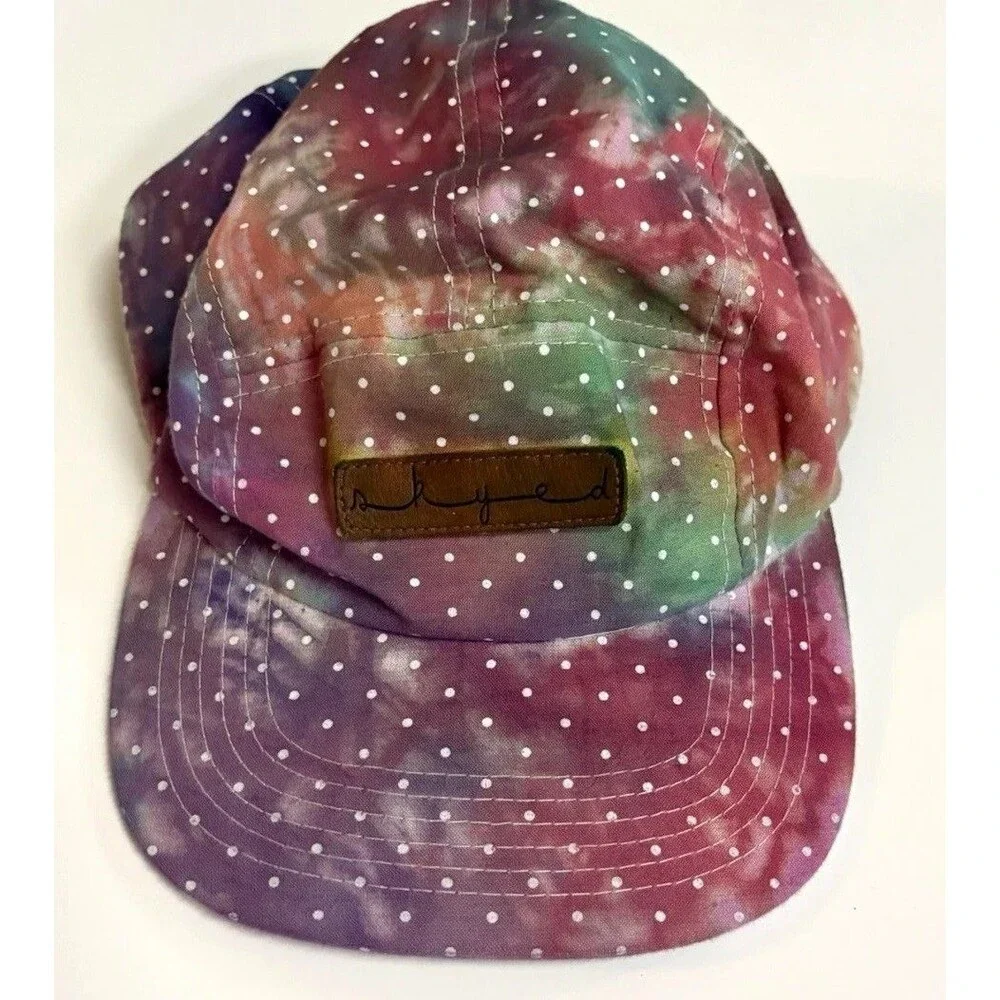 Plyed Women's Adjustable Baseball Cap Cotton Canvas Polka Dot Logo Purple